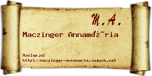 Maczinger Annamária névjegykártya